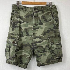 American Eagle Baggy Camo Cargo Shorts Mens 32x10 90s Y2K Distressed Army Grunge